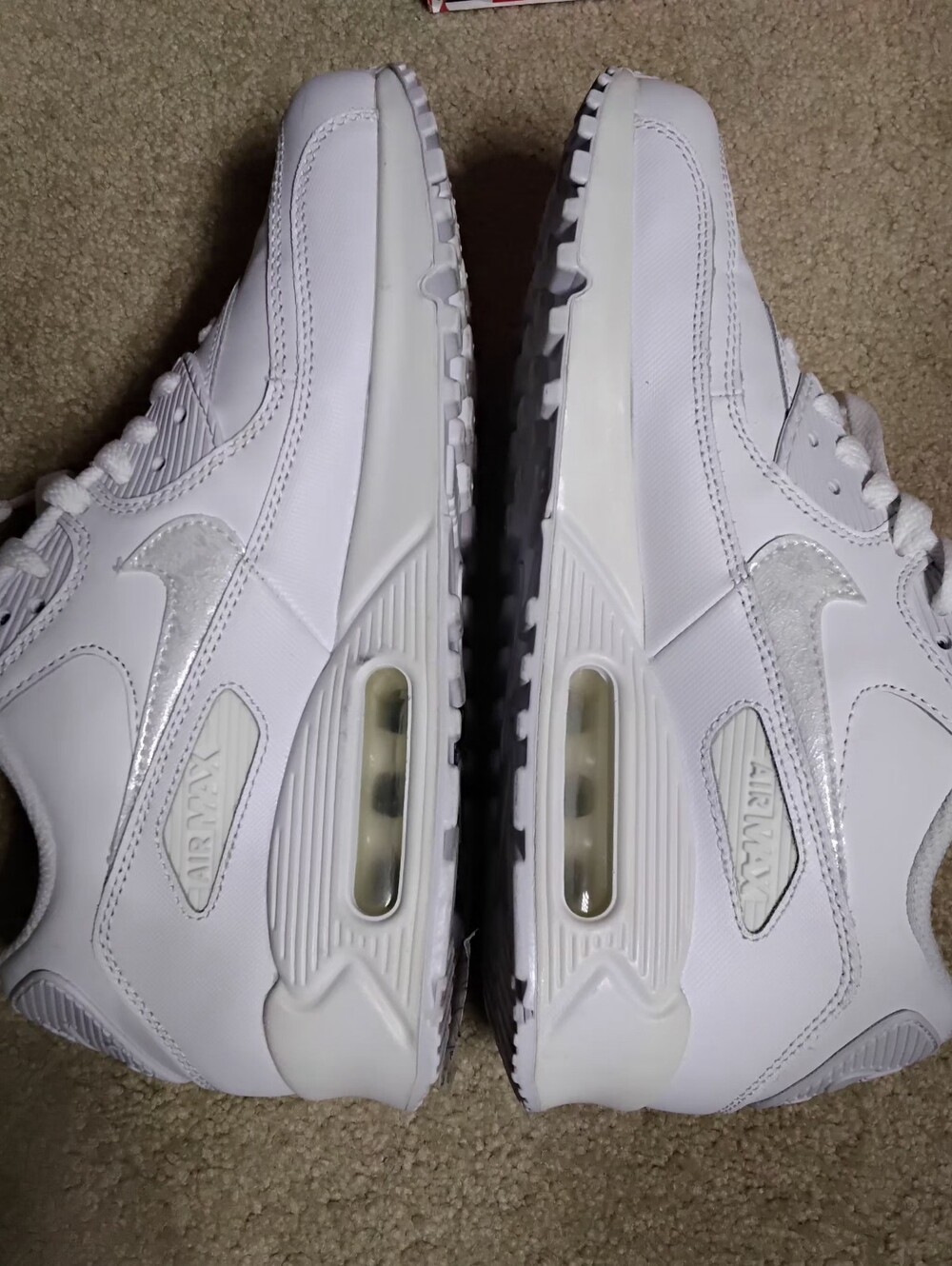 Nike Air Max 90 Leather, White, Women's Size 8.5 / Kids Size 7 - Picture 6 of 11
